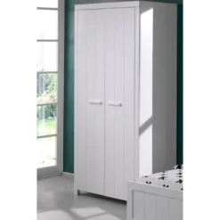 Babyzimmer-Set Erik - Zweitüriger Kleiderschrank, Kommode, Wickeltisch & Babybett - MDF/Weiß