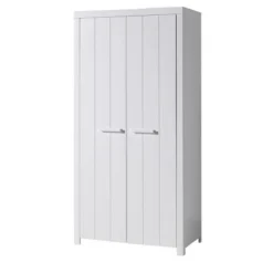 Babyzimmer-Set Erik - Zweitüriger Kleiderschrank, Kommode, Wickeltisch & Babybett - MDF/Weiß