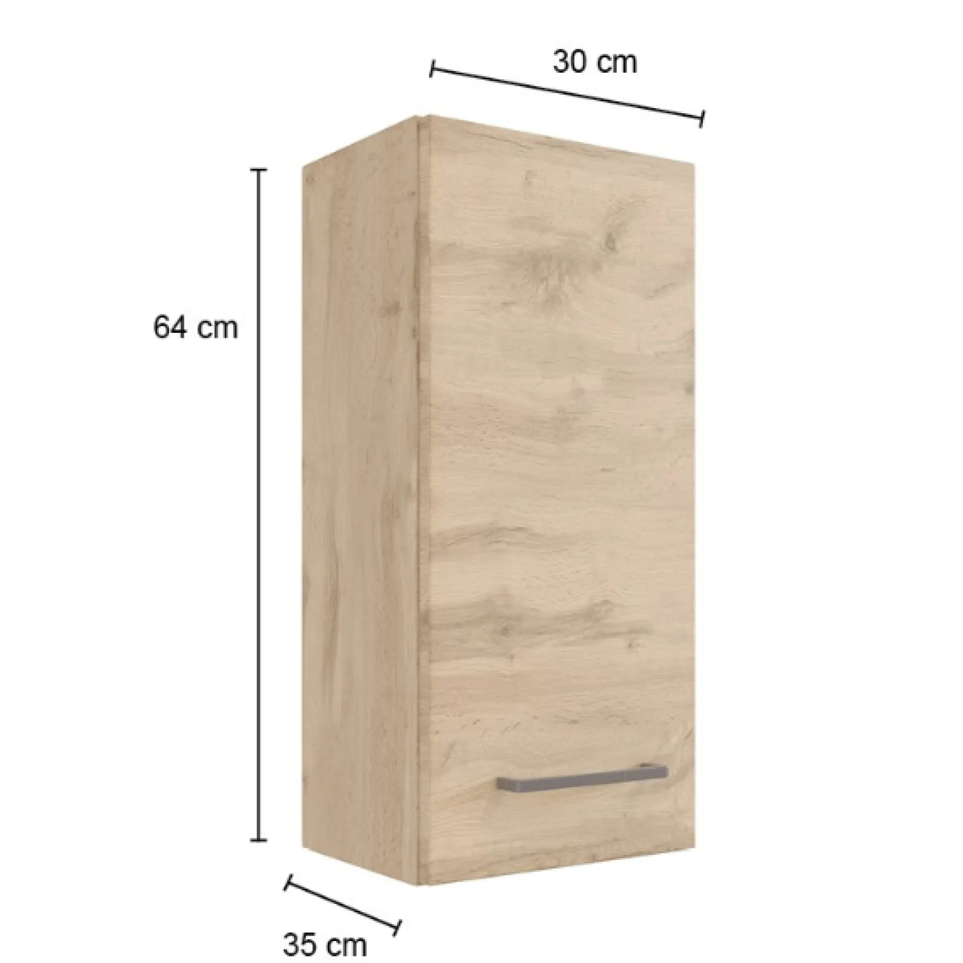 Badezimmer-Hängeschrank Malvo 30cm - Eiche
