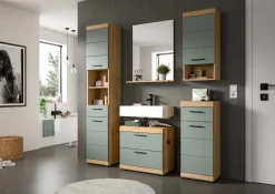 Badezimmerkombination Scout Xonox - Sagegrün & Artisan Eiche - 60x191x34 cm