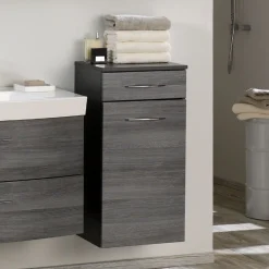 Badezimmerschrank Florent 40cm 1 Tür und 1 Schublade - graphit/graue Eiche