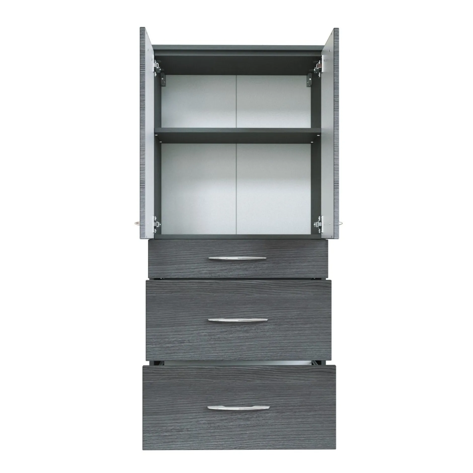 Badezimmerschrank Florent 60cm 2 Türen und 3 Schubladen - graphit/graue Eiche