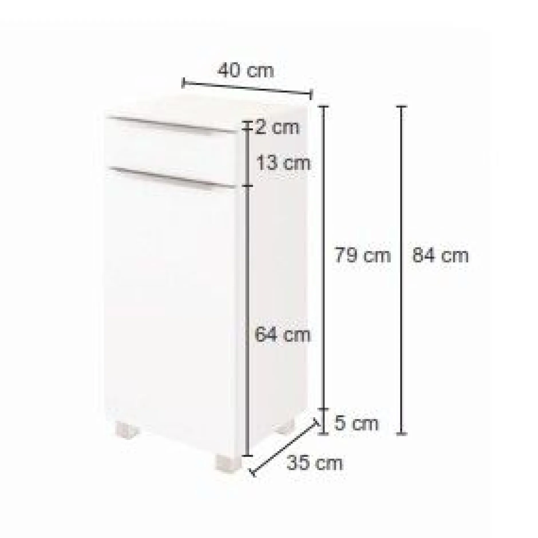 Badezimmerschrank Hansen 40cm 1 Tür und 1 Schublade - weiß