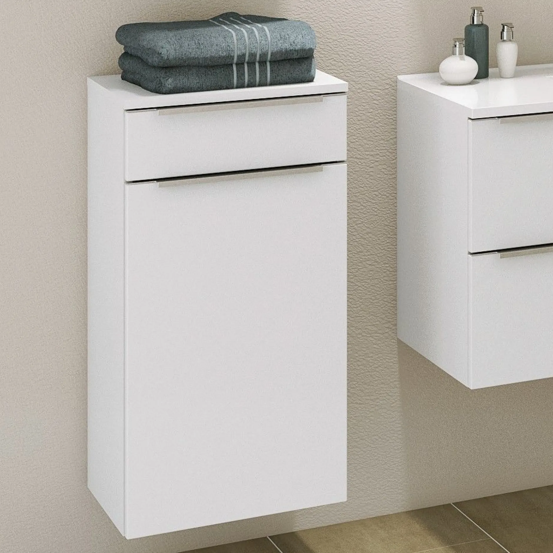 Badezimmerschrank Hansen 40cm 1 Tür und 1 Schublade - weiß