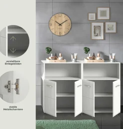 Badezimmerschrank Ice Xonox - Weiß Hochglanz - 120x82x30 cm