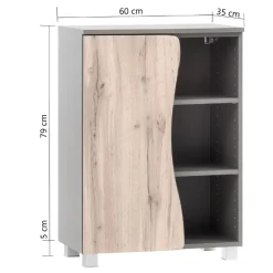 Badezimmerschrank Karan 60cm 1 Tür - Eiche/anthrazit