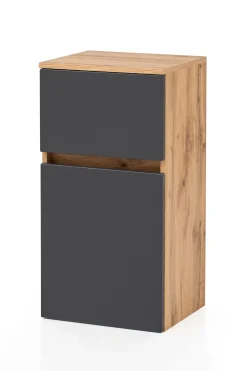 Badezimmerschrank Kornel/Luna 40cm 1 Tür und 1 Schublade - Eiche/mattgrau