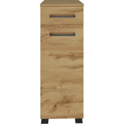 Badezimmerschrank Malvo 30cm 1 Tür und 1 Schublade - Eiche/schwarz