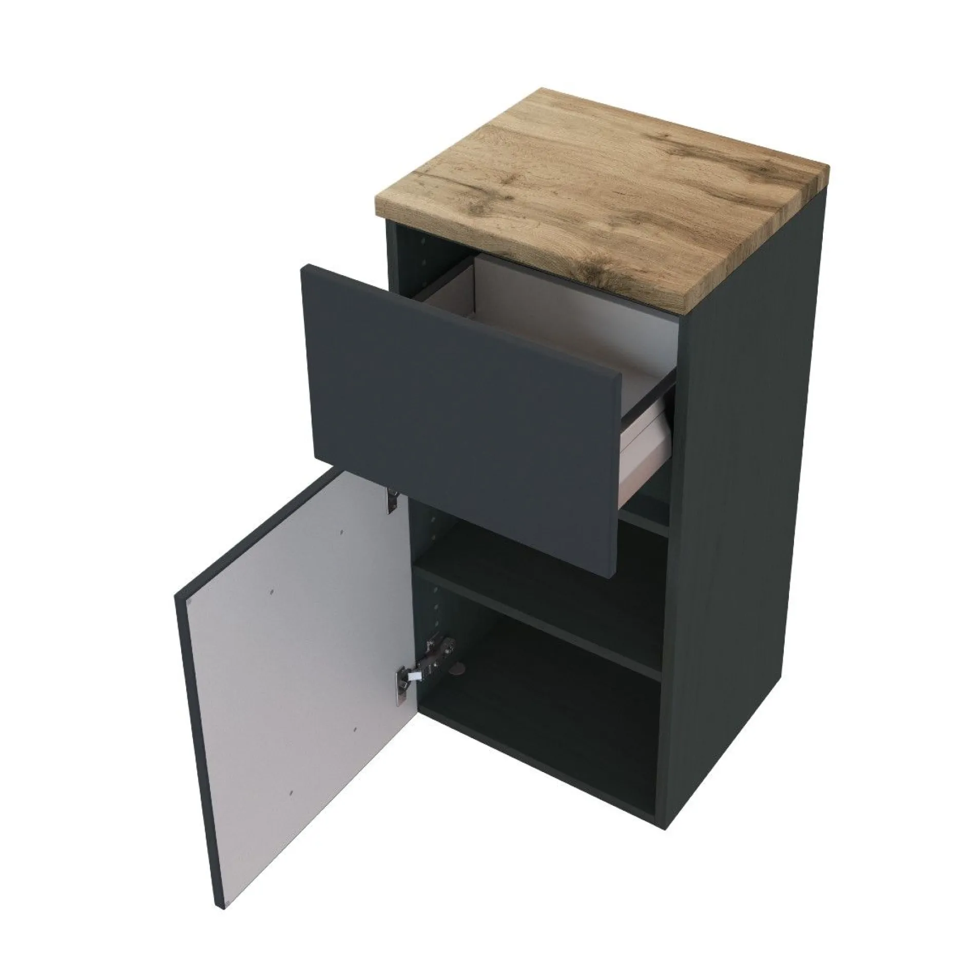 Badezimmerschrank Pisca 40cm 1 Tür und 1 Schublade - graphit