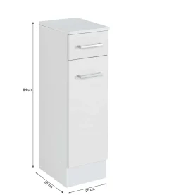 Badezimmerschrank Ricca 25cm 1 Tür und 1 Schublade - weiß/hellgrau