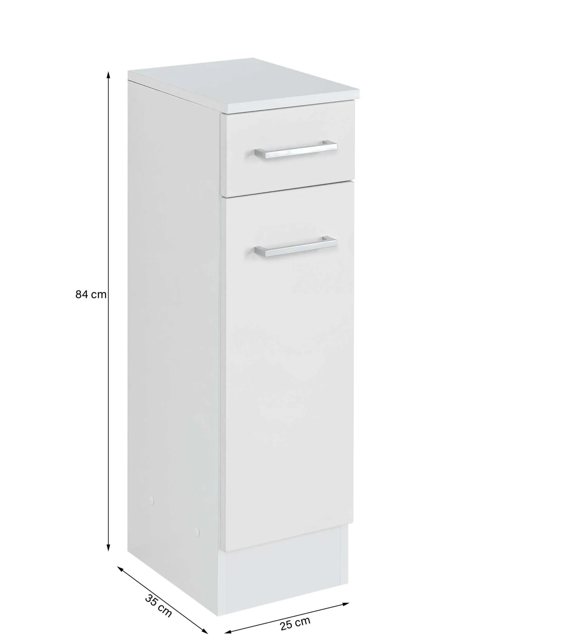Badezimmerschrank Ricca 25cm 1 Tür und 1 Schublade - weiß/hellgrau
