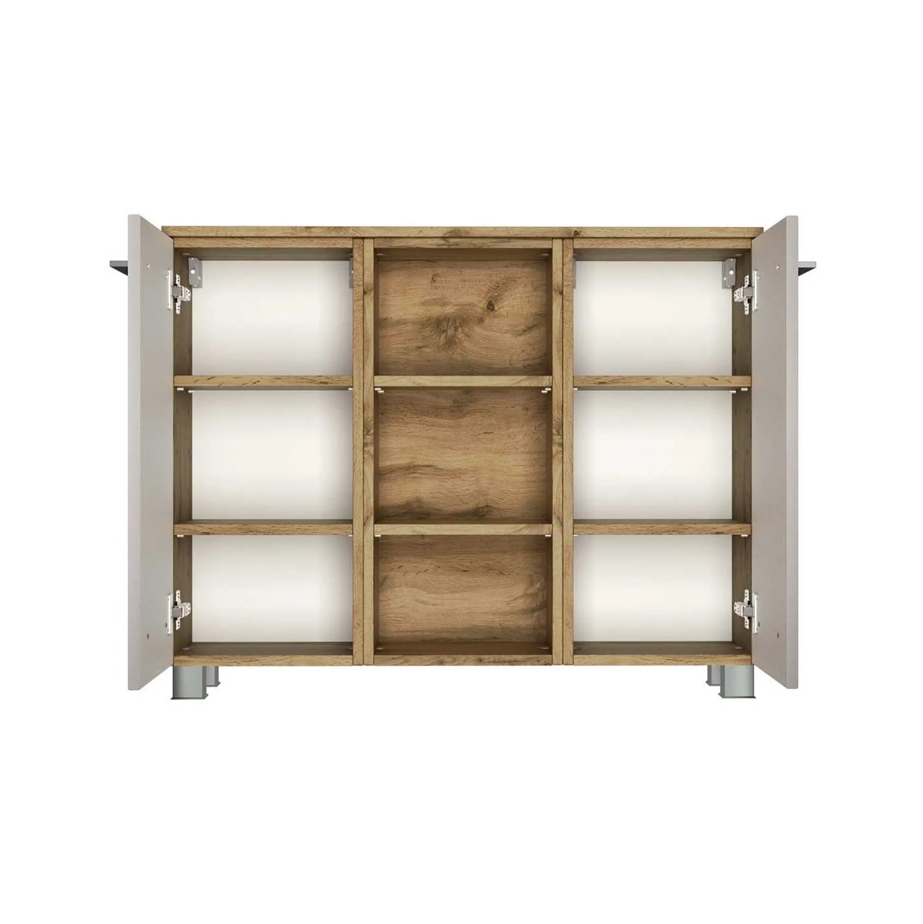 Badezimmerschrank Sefa 90cm 2 Türen - Eiche/Weiß