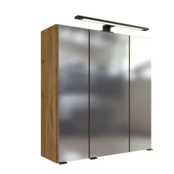 Badezimmerset Manchester | Waschtischschrank, Spiegelschrank, Säulenschrank | Wotan Eiche Design