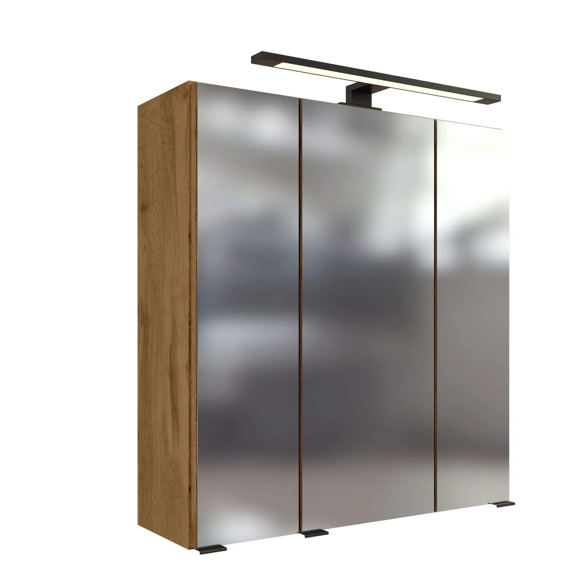 Badezimmerset Manchester | Waschtischschrank, Spiegelschrank, Säulenschrank | Wotan Eiche Design