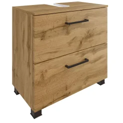 Badezimmerset Manchester | Waschtischschrank, Spiegelschrank, Säulenschrank | Wotan Eiche Design