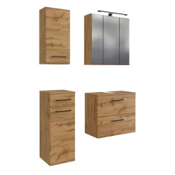 Badezimmerset Manchester | Waschtischschrank, Spiegelschrank, Hängeschrank, Beistellschrank | Wotan Oak Design