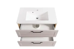 Badezimmerset Meran | Waschbeckenschrank, Spiegelschrank mit Beleuchtung | Farbe Cashmere