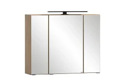 Badezimmerset Meran | Waschbeckenschrank, Spiegelschrank mit Beleuchtung | Farbe Cashmere