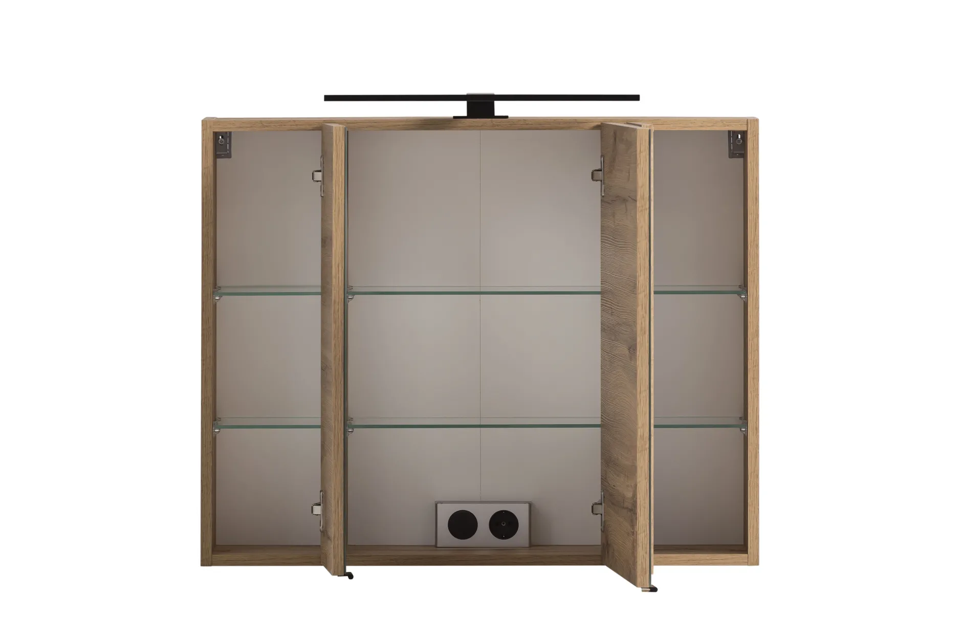 Badezimmerset Meran | Waschbeckenschrank, Spiegelschrank mit Beleuchtung | Farbe Cashmere