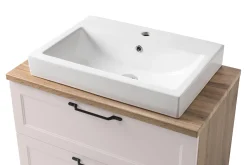 Badezimmerset Meran | Waschbeckenschrank, Spiegelschrank mit Beleuchtung | Farbe Cashmere