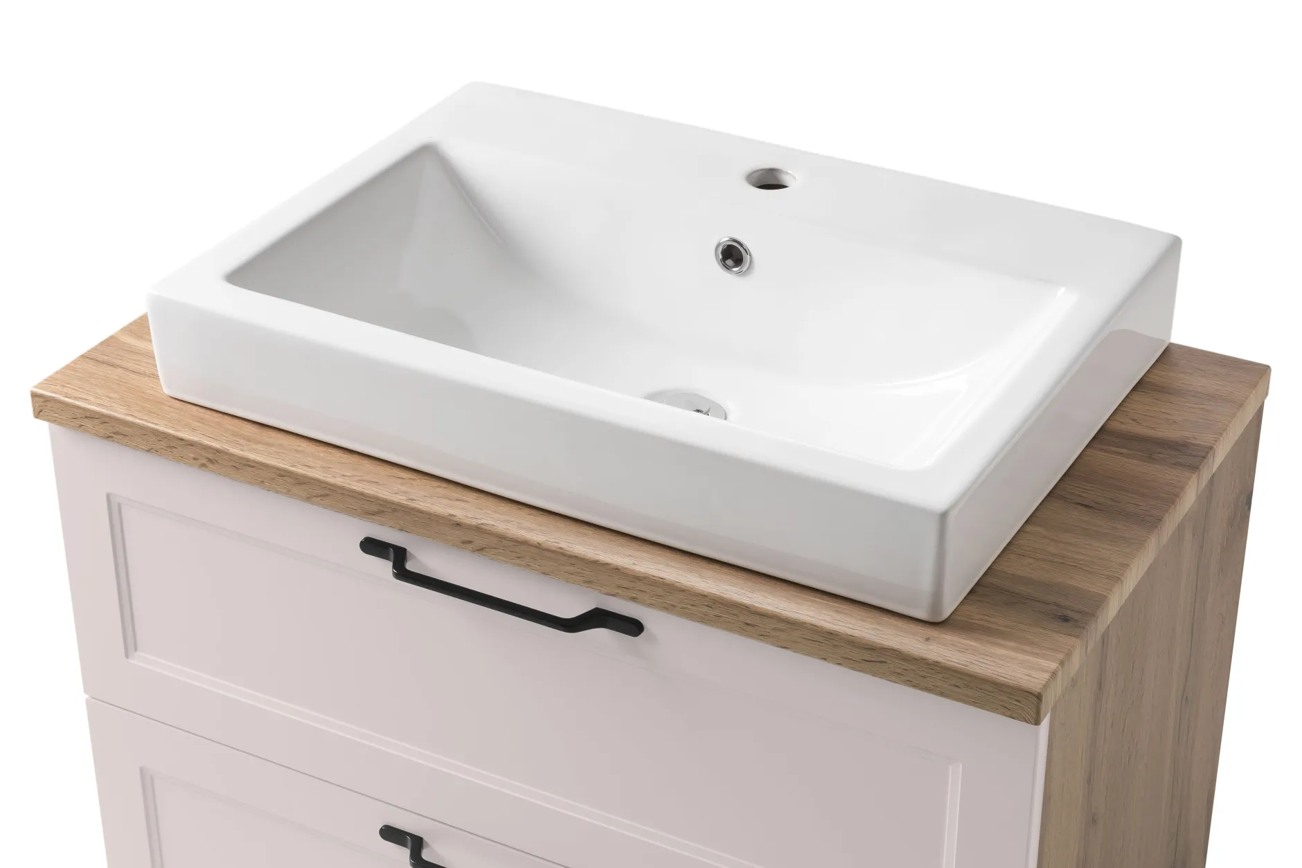 Badezimmerset Meran | Waschbeckenschrank, Spiegelschrank mit Beleuchtung | Farbe Cashmere