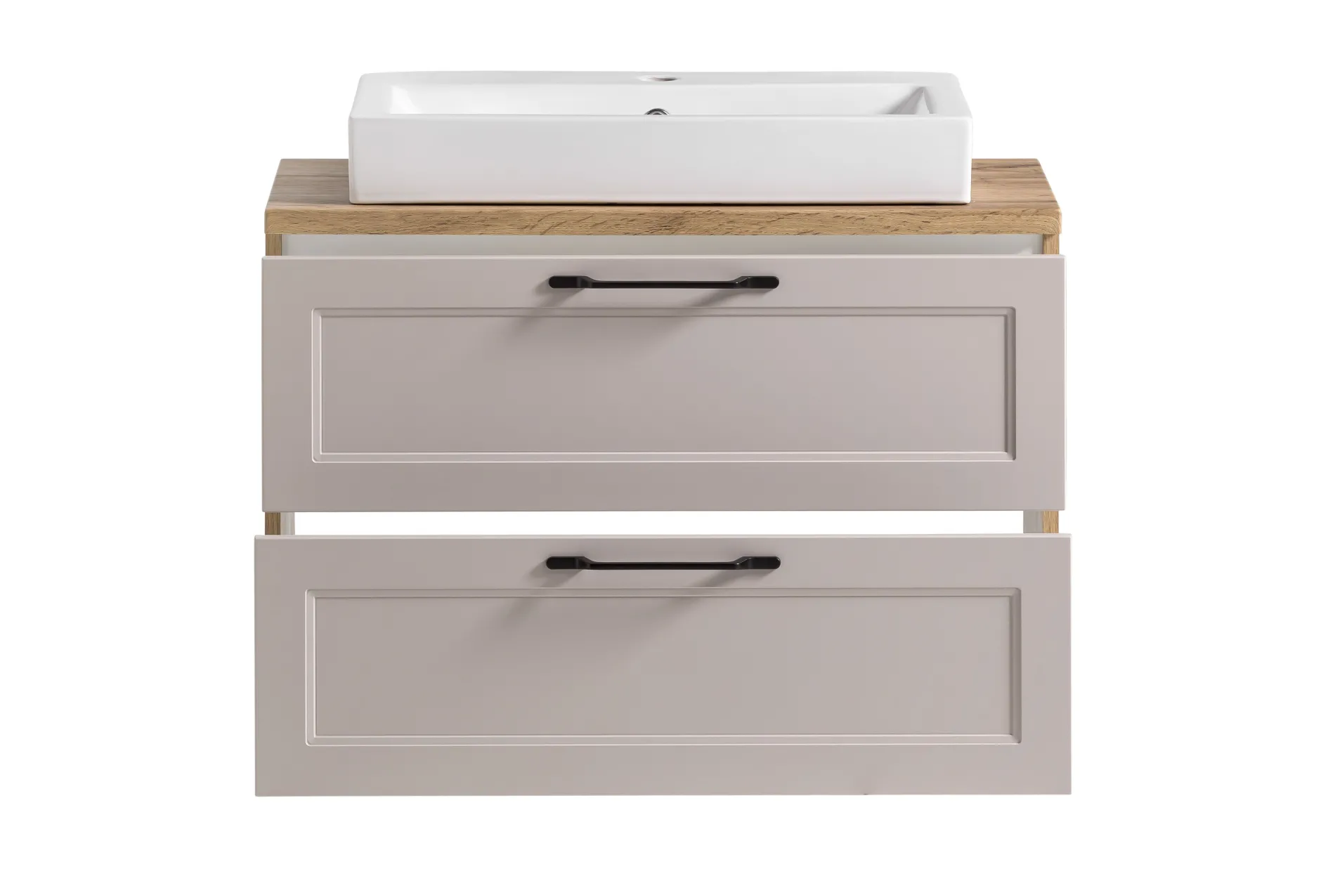 Badezimmerset Meran | Waschbeckenschrank, Spiegelschrank mit Beleuchtung | Farbe Cashmere