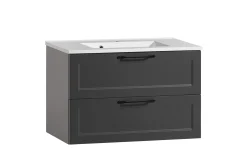 Badezimmerset Meran | Waschtischschrank, Spiegelschrank mit Beleuchtung | Grau