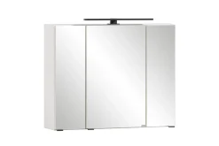 Badezimmerset Meran | Waschtischschrank, Spiegelschrank mit Beleuchtung | Weiß