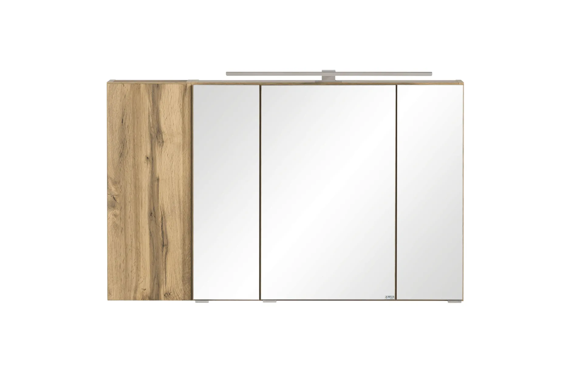 Badezimmerset Varese | Waschbecken- und Spiegelschrank | Design Wotan Oak / Grey