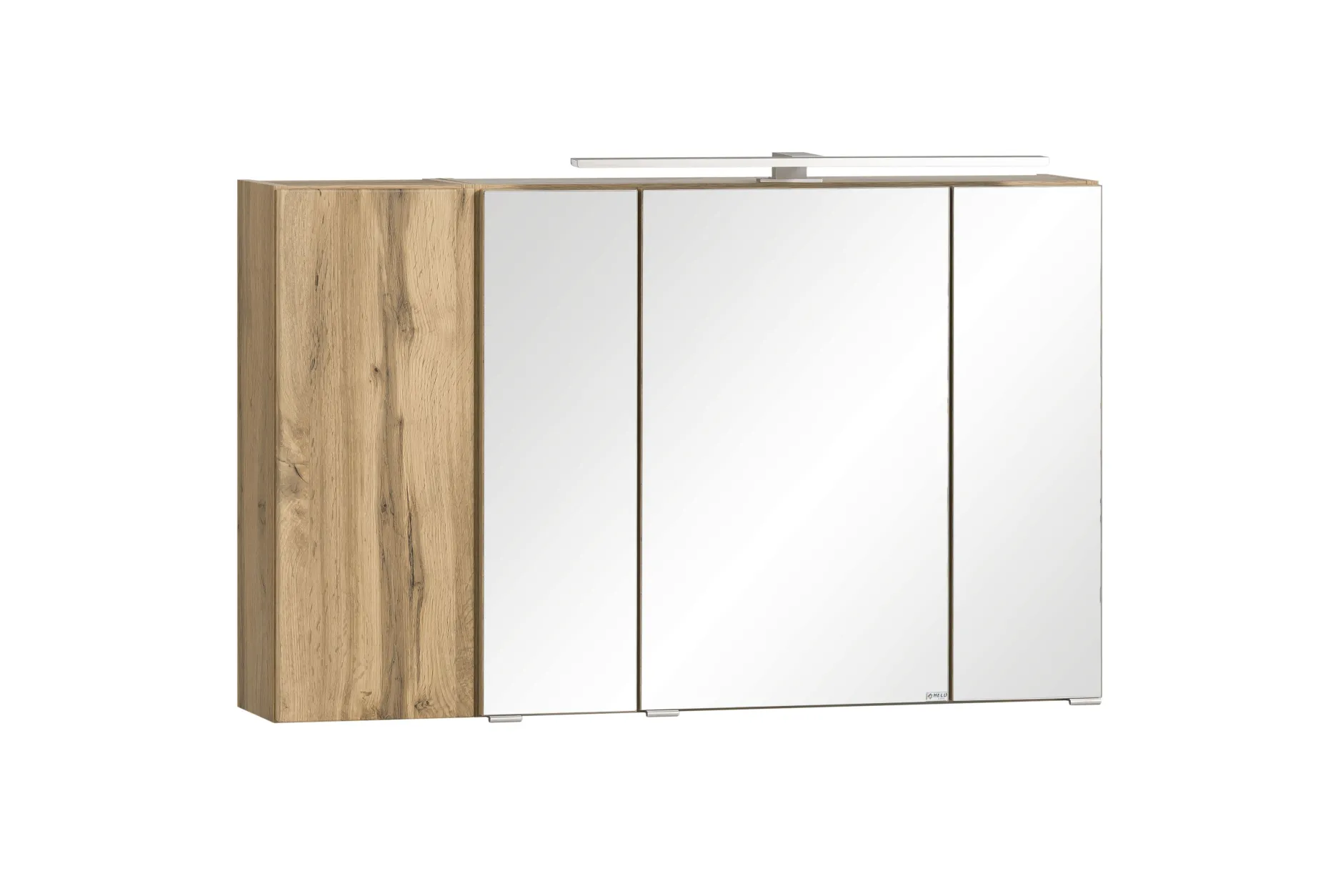 Badezimmerset Varese | Waschbecken- und Spiegelschrank | Design Wotan Oak / Grey