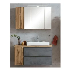 Badezimmerset Varese | Waschbecken- und Spiegelschrank | Wotan Eiche / Betondesign