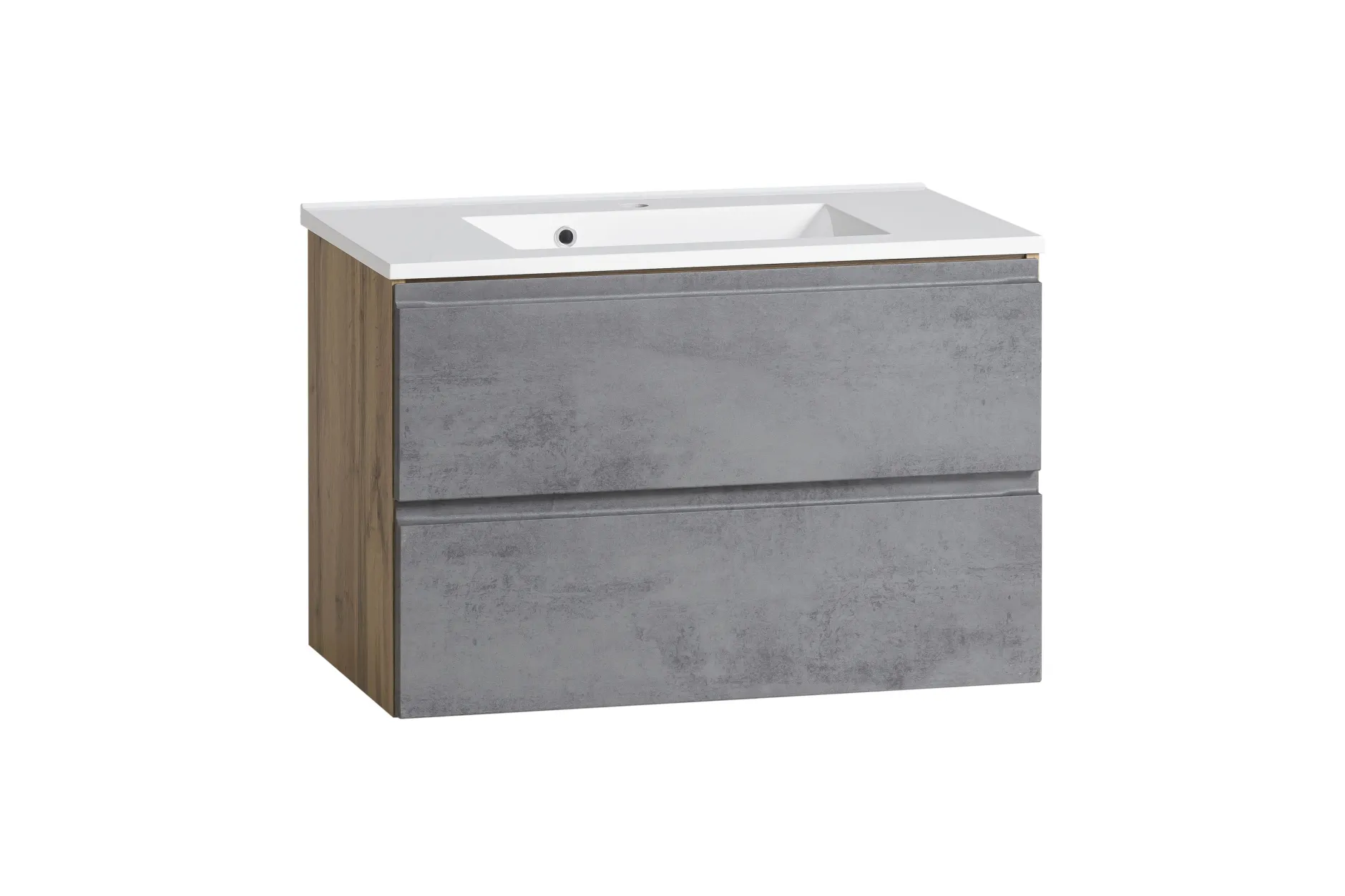 Badezimmerset Varese | Waschtisch und Spiegelschrank mit Beleuchtung | Wotan Eiche Beton Design