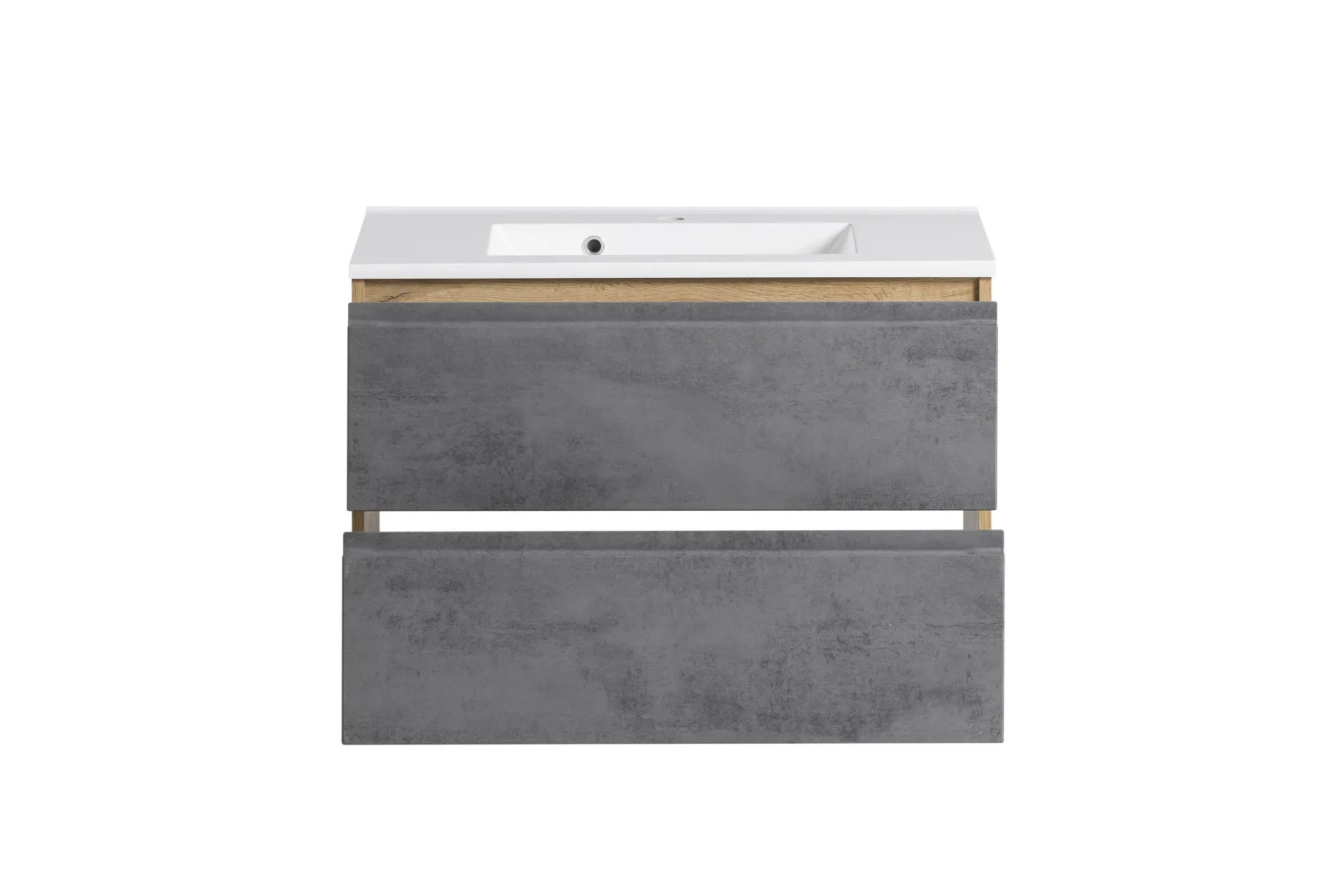 Badezimmerset Varese | Waschtisch und Spiegelschrank mit Beleuchtung | Wotan Eiche Beton Design