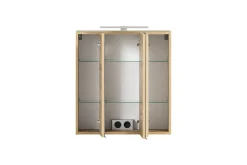 Badezimmerset Varese | Waschtisch und Spiegelschrank mit Beleuchtung | Wotan Eiche weißes Design