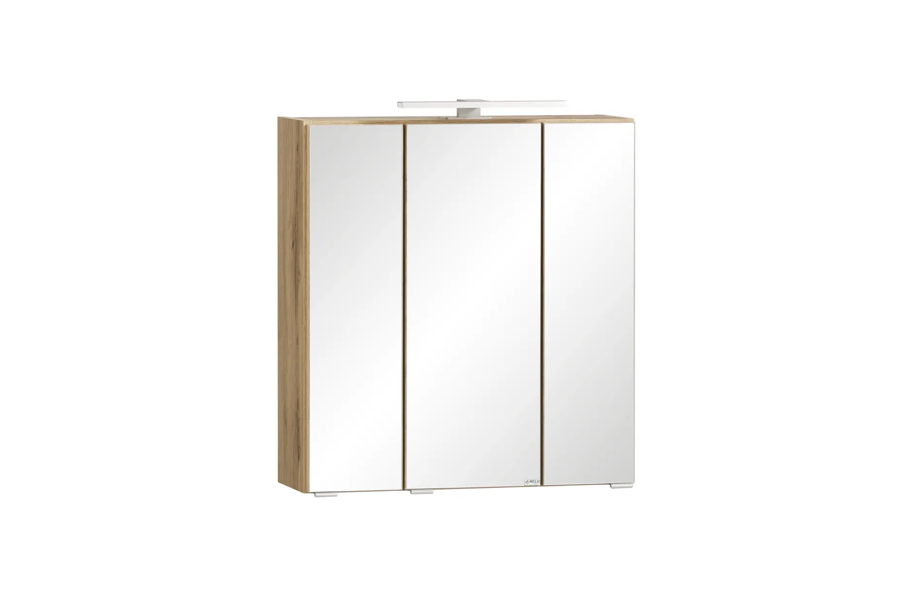 Badezimmerset Varese | Waschtisch und Spiegelschrank mit Beleuchtung | Wotan Eiche weißes Design