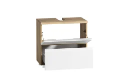 Badezimmerset Varese | Waschtisch und Spiegelschrank mit Beleuchtung | Wotan Eiche weißes Design