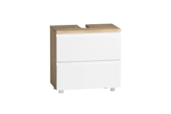 Badezimmerset Varese | Waschtisch und Spiegelschrank mit Beleuchtung | Wotan Eiche weißes Design