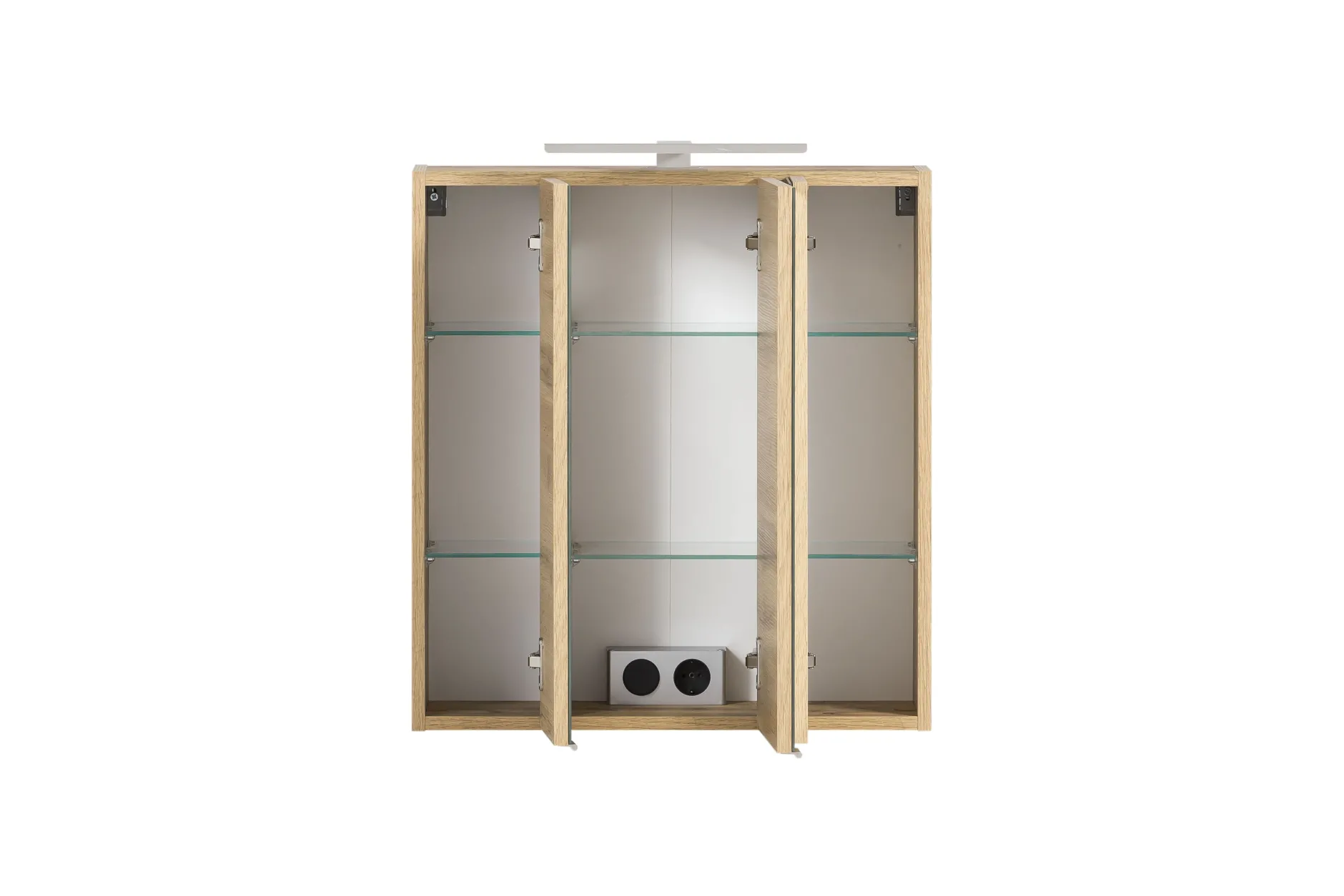 Badezimmerset Varese | Waschtisch und Spiegelschrank mit Beleuchtung | Wotan Eiche Beton-Design