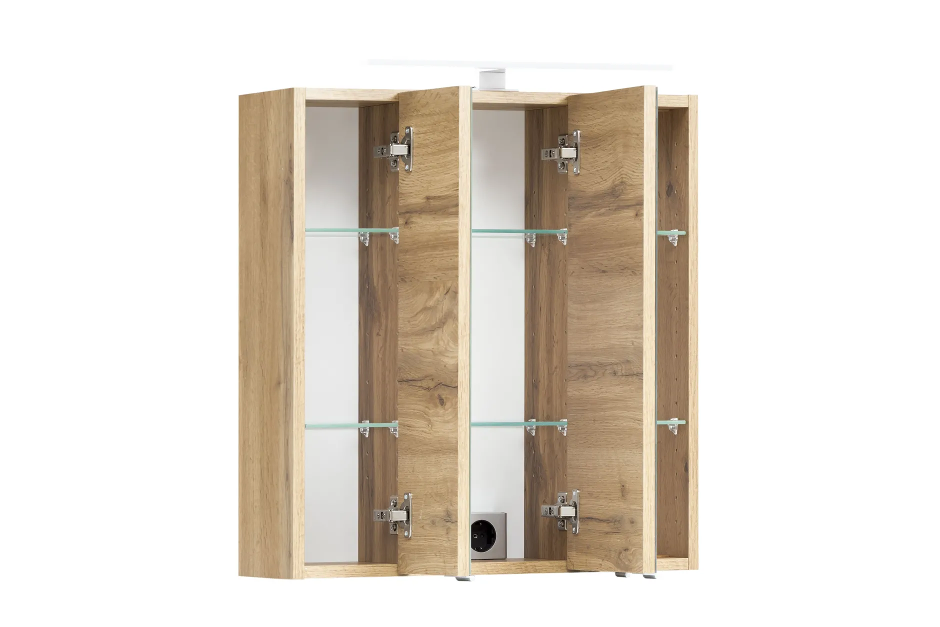 Badezimmerset Varese | Waschtisch und Spiegelschrank mit Beleuchtung | Wotan Eiche Beton-Design