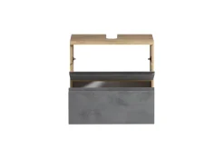 Badezimmerset Varese | Waschtisch und Spiegelschrank mit Beleuchtung | Wotan Eiche Beton-Design