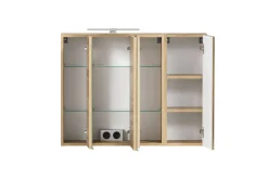 Badezimmerset Varese | Waschtisch und Spiegelschrank mit Beleuchtung | Wotan Eiche weißes Design