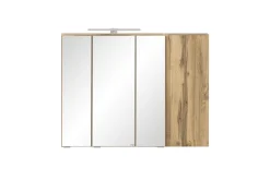 Badezimmerset Varese | Waschtisch und Spiegelschrank mit Beleuchtung | Wotan Eiche weißes Design