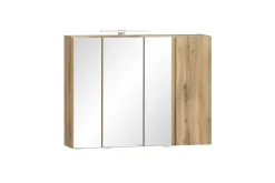 Badezimmerset Varese | Waschtisch und Spiegelschrank mit Beleuchtung | Wotan Eiche weißes Design