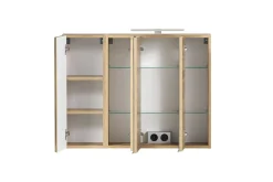Badezimmerset Varese | Waschtisch und Spiegelschrank mit Beleuchtung | Wotan Eiche Graues Design