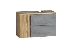 Badezimmerset Varese | Waschtisch und Spiegelschrank mit Beleuchtung | Wotan Eiche Beton Design