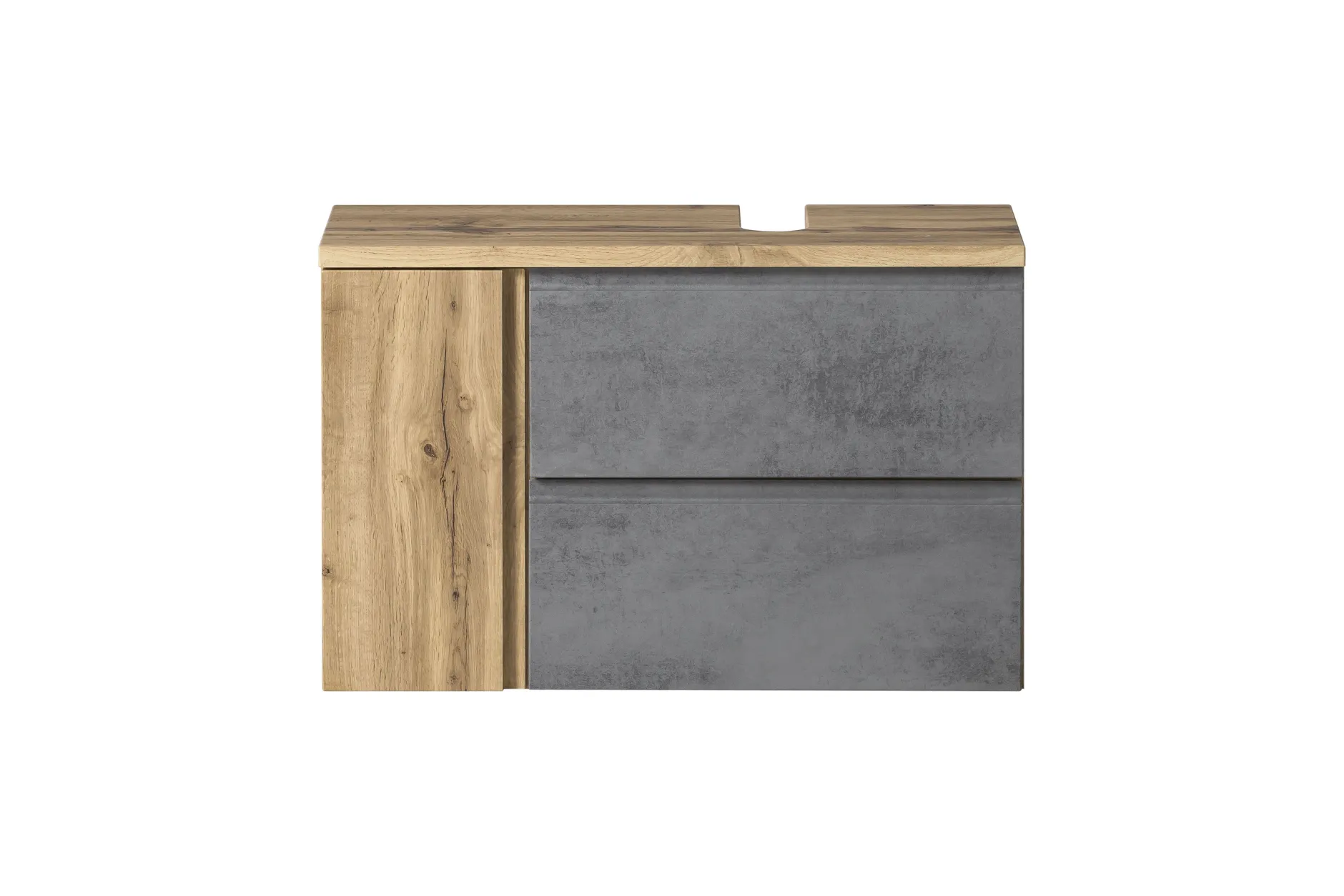 Badezimmerset Varese | Waschtisch und Spiegelschrank mit Beleuchtung | Wotan Eiche Beton Design