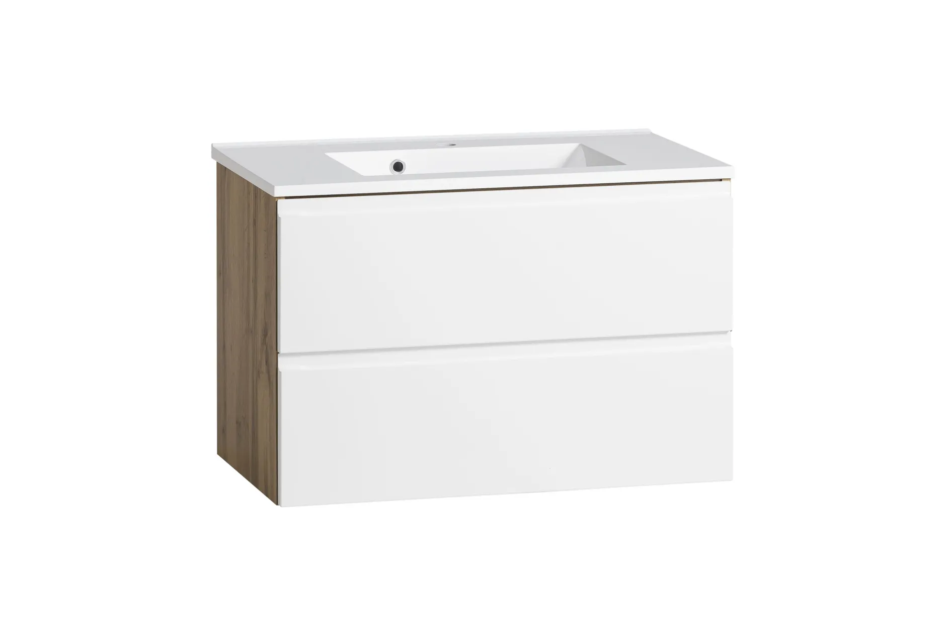 Badezimmerset Varese | Waschtisch und Spiegelschrank mit Beleuchtung | Wotan Eiche weißes Design