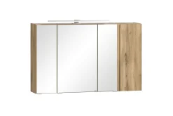 Badezimmerset Varese | Waschtisch und Spiegelschrank mit Beleuchtung | Wotan Eiche weißes Design