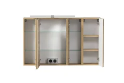 Badezimmerset Varese | Waschtisch und Spiegelschrank mit Beleuchtung | Wotan Eiche Beton Design