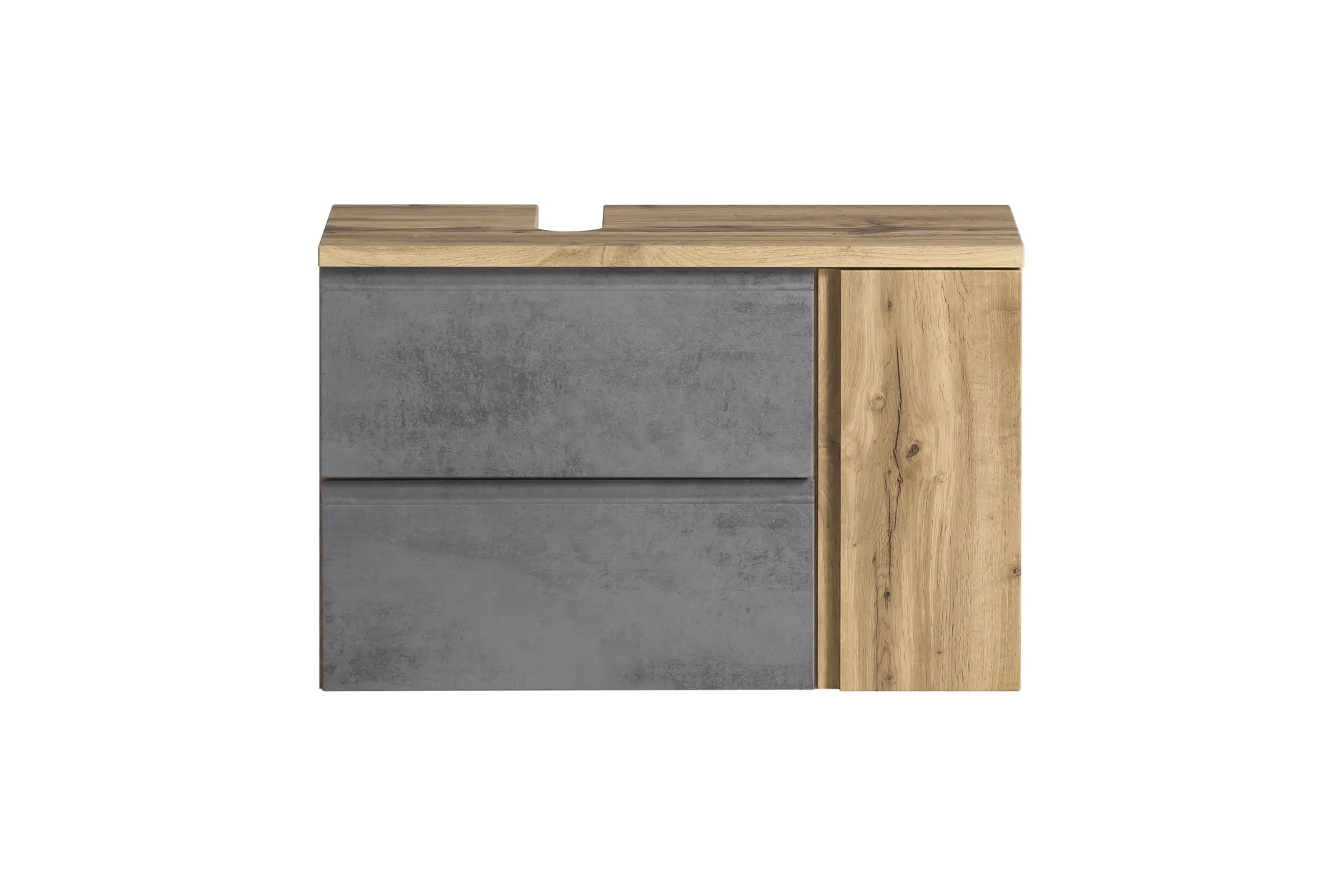 Badezimmerset Varese | Waschtisch und Spiegelschrank mit Beleuchtung | Wotan Eiche Beton Design